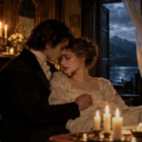 Frankenstein scene: Victor and Elizabeth on their wedding night